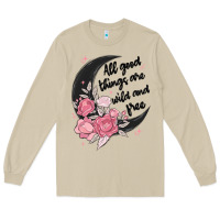 Mushroom all good things are wild and free Long Sleeve Tee - MaliasSmallBusiness