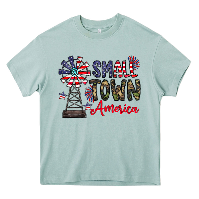 Small Town America Heavy Core Tee by CowhideDigitalArt | Teevron