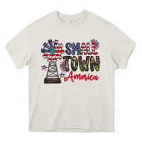 Cream small town america Heavy Core Tee - CowhideDigitalArt