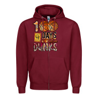 Burgundy 100 of days slam dunks Zipper Hoodie - SublimationCraftShop