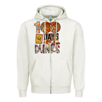 Oatmeal Heather 100 of days slam dunks Zipper Hoodie - SublimationCraftShop
