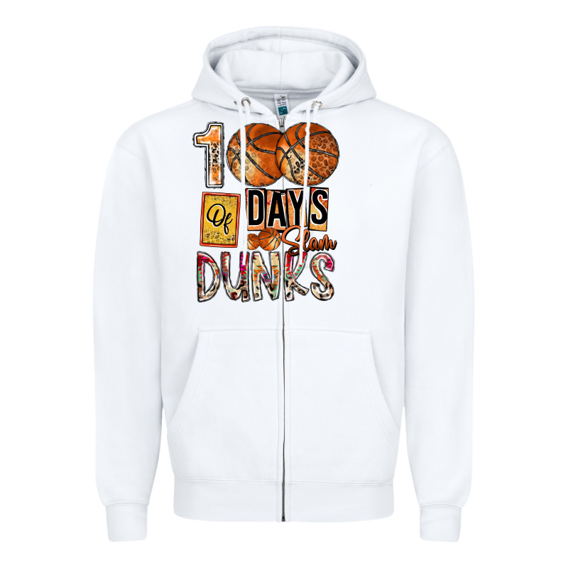 100 Of Days Slam Dunks Zipper Hoodie by SublimationCraftShop | Teevron