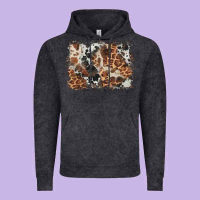 Cowhide Leopard Background Vintage Hoodie Designed By Barkaloodesign