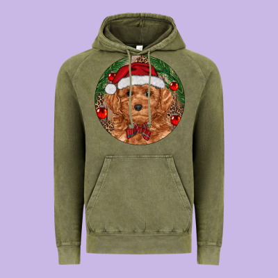 Christmas Toy Poodle Vintage Hoodie Designed By Ranaportraitstore