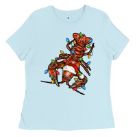 Baby Blue Christmas crawfish Ladies Tee - FaDigitalArtStudio