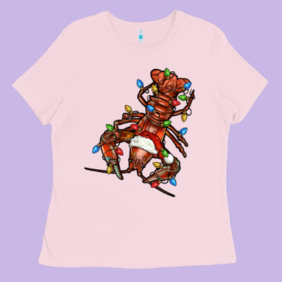 Christmas Crawfish Ladies Tee Designed By Fadigitalartstudio