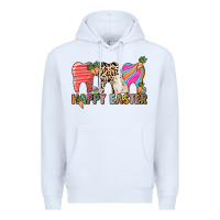 White Happy Easter Dental Premium Hoodie - HowdyJamesFarm