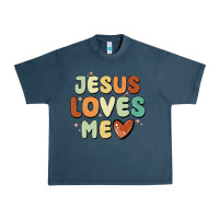 Midnight Navy jesus loves me Urban Heavy Tee - MaliasSmallBusiness