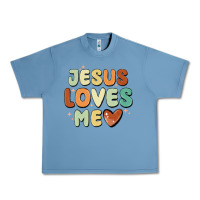 Pebble Blue jesus loves me Urban Heavy Tee - MaliasSmallBusiness