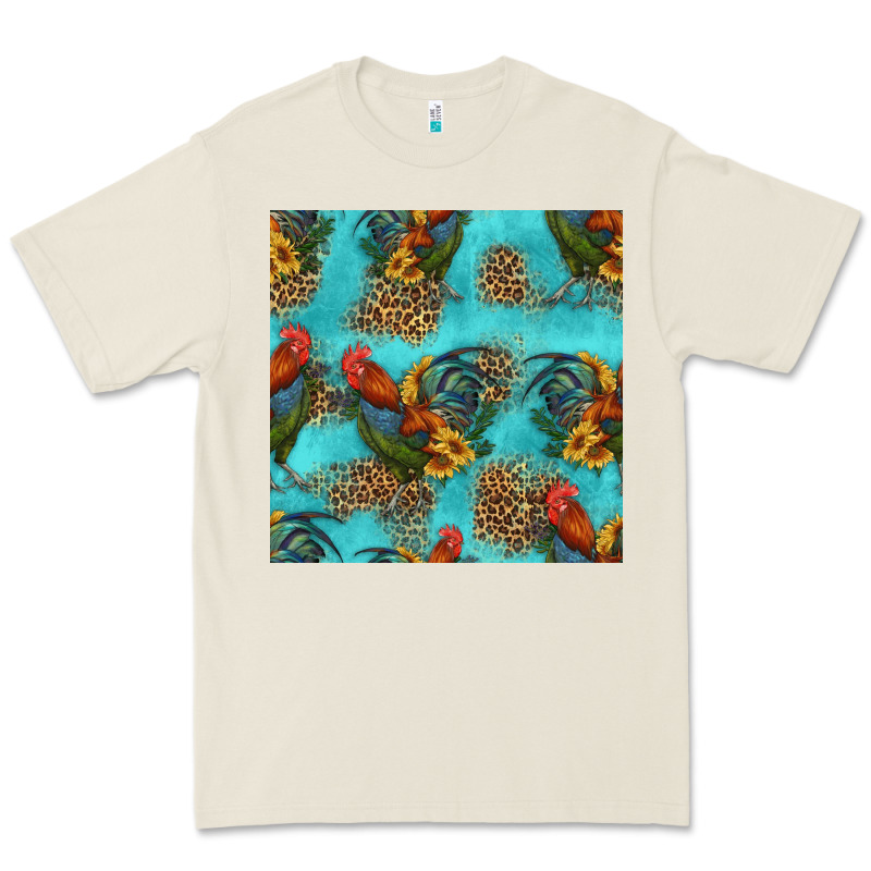 Rooster And Sunflowers Seamless Pattern Premium Tee by HRA Design Shop | Teevron