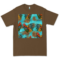 Cacao rooster and sunflowers seamless pattern Premium Tee - HRA Design Shop