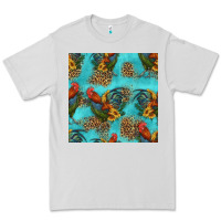 Dove Grey rooster and sunflowers seamless pattern Premium Tee - HRA Design Shop
