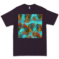 Plum rooster and sunflowers seamless pattern Premium Tee - HRA Design Shop