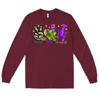 Burgundy peace love crawfish Long Sleeve Tee - NancyCooperArtShop