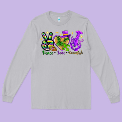 Peace Love Crawfish Long Sleeve Tee Designed By Nancycooperartshop