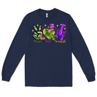 Navy peace love crawfish Long Sleeve Tee - NancyCooperArtShop