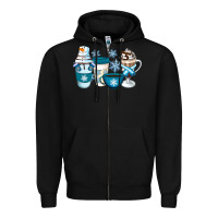 Black Winter Coffee Cups Zipper Hoodie - Artiststas