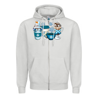 Dove Grey Winter Coffee Cups Zipper Hoodie - Artiststas