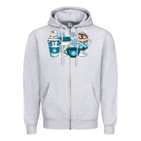 Heather Grey Winter Coffee Cups Zipper Hoodie - Artiststas