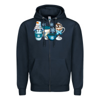 Navy Winter Coffee Cups Zipper Hoodie - Artiststas