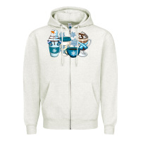 Oatmeal Heather Winter Coffee Cups Zipper Hoodie - Artiststas