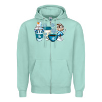 Seafoam Winter Coffee Cups Zipper Hoodie - Artiststas