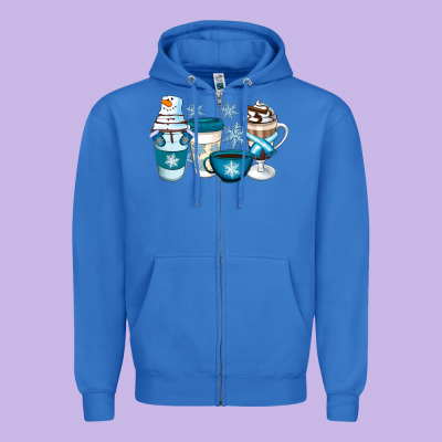 Winter Coffee Cups Zipper Hoodie Designed By Artiststas