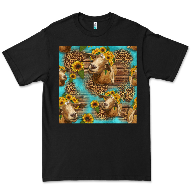 Goat Sunflowers Seamless Pattern Premium Tee by HRA Design Shop | Teevron
