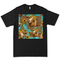 Black goat sunflowers seamless pattern Premium Tee - HRA Design Shop