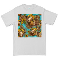 Dove Grey goat sunflowers seamless pattern Premium Tee - HRA Design Shop