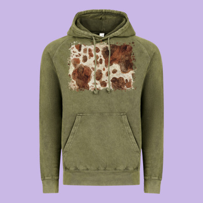 Cowhide Background Vintage Hoodie Designed By Barkaloodesign