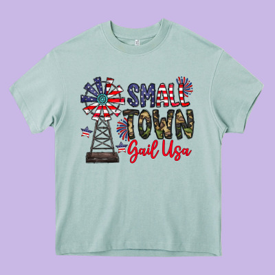 Small Town Gail Usa Heavy Core Tee Designed By Cowhidedigitalart