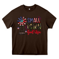 Chocolate Brown small town gail usa Heavy Core Tee - CowhideDigitalArt