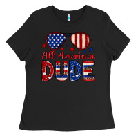 Black All American dude Ladies Tee - Neo Western