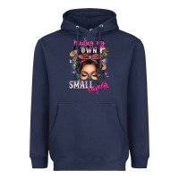 Navy minding my own small business messy bun Heavyweight Hoodie - texasbilliewilder