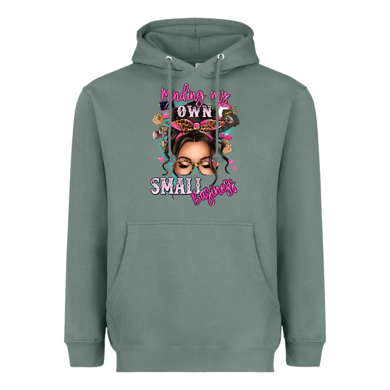 Minding My Own Small Business Messy Bun Heavyweight Hoodie by texasbilliewilder | Teevron