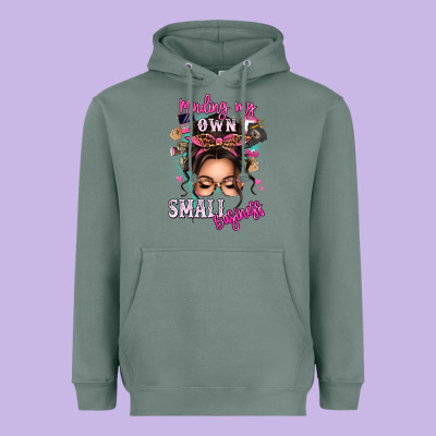 Minding My Own Small Business Messy Bun Heavyweight Hoodie Designed By Texasbilliewilder