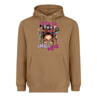 Toasted Coconut minding my own small business messy bun Heavyweight Hoodie - texasbilliewilder