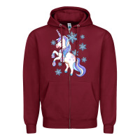 Burgundy Winter unicorn Zipper Hoodie - Artiststas