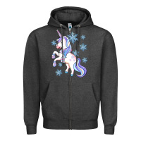 Charcoal Heather Winter unicorn Zipper Hoodie - Artiststas