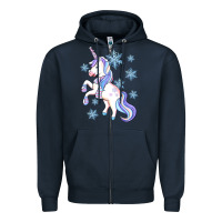 Navy Winter unicorn Zipper Hoodie - Artiststas