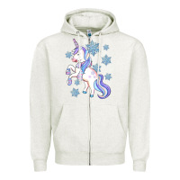 Oatmeal Heather Winter unicorn Zipper Hoodie - Artiststas