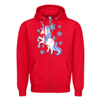 Red Winter unicorn Zipper Hoodie - Artiststas