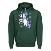 Sports Green Winter unicorn Zipper Hoodie - Artiststas