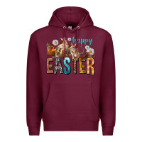 Burgundy Happy Easter with Cowboy Easter Day Premium Hoodie - HowdyJamesFarm