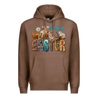 Chestnut Happy Easter with Cowboy Easter Day Premium Hoodie - HowdyJamesFarm