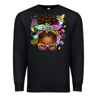 Black 80's babe afro messy bun Premium Sweatshirt - texasbilliewilder