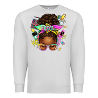 Dove Grey 80's babe afro messy bun Premium Sweatshirt - texasbilliewilder