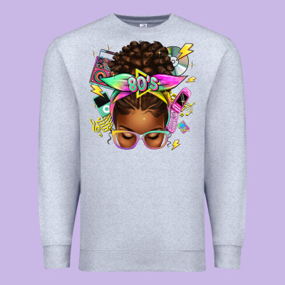 80's Babe Afro Messy Bun Premium Sweatshirt Designed By Texasbilliewilder