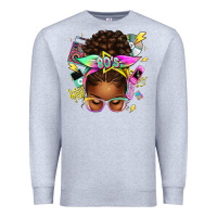 Heather Grey 80's babe afro messy bun Premium Sweatshirt - texasbilliewilder